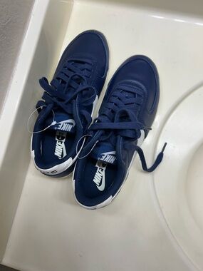Nike Navy Blue and White Low-Top Sneakers